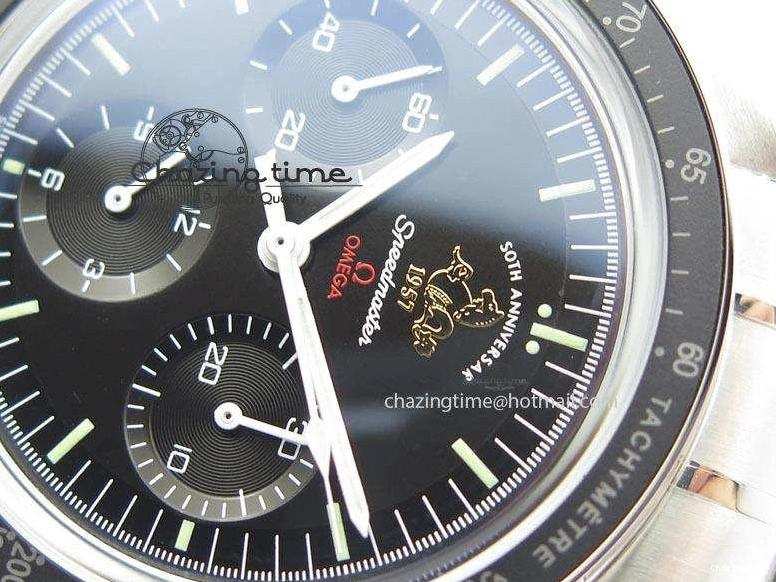 0419 Refined Speedmaster 50th Anniversary Black Dial On SS Bracelet 8232